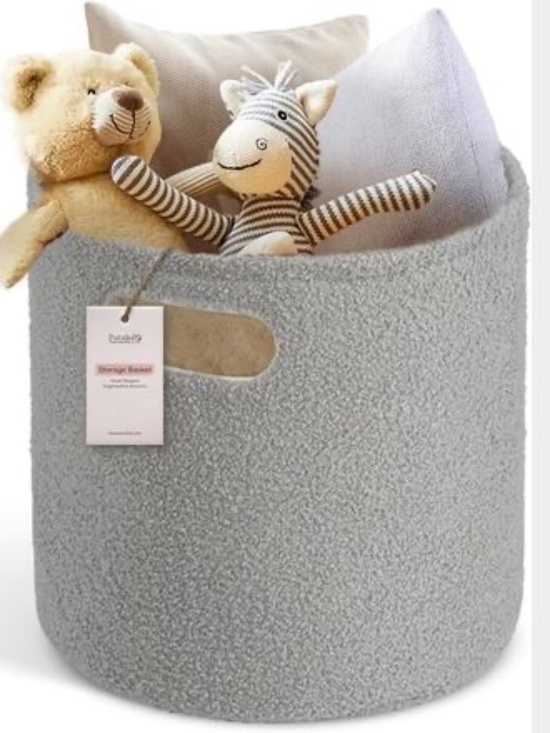Other - Grey Round Laundry Basket | Soft Blanket & Toy Storage Bin NIP Nursery Decor